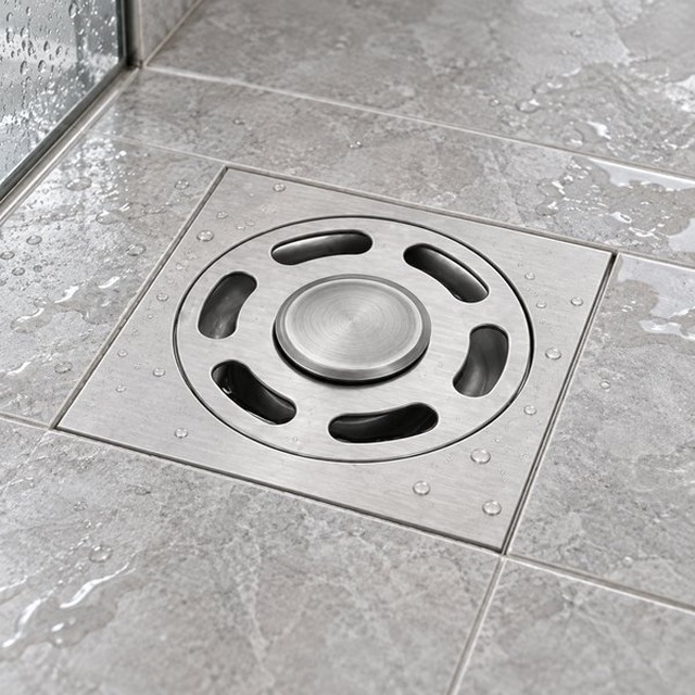 JOMOLA 100 x 100 mm stainless steel floor drain