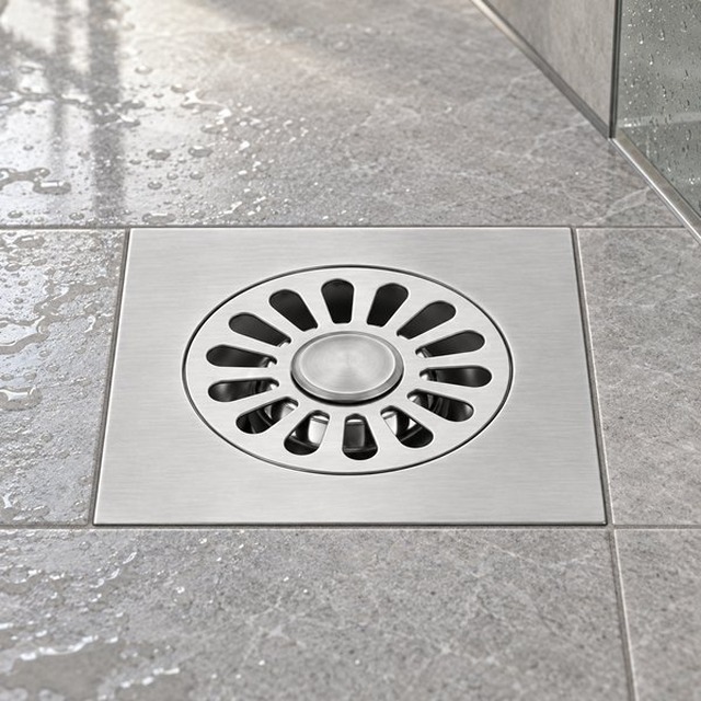 JOMOLA 150 x 150 mm stainless steel floor drain