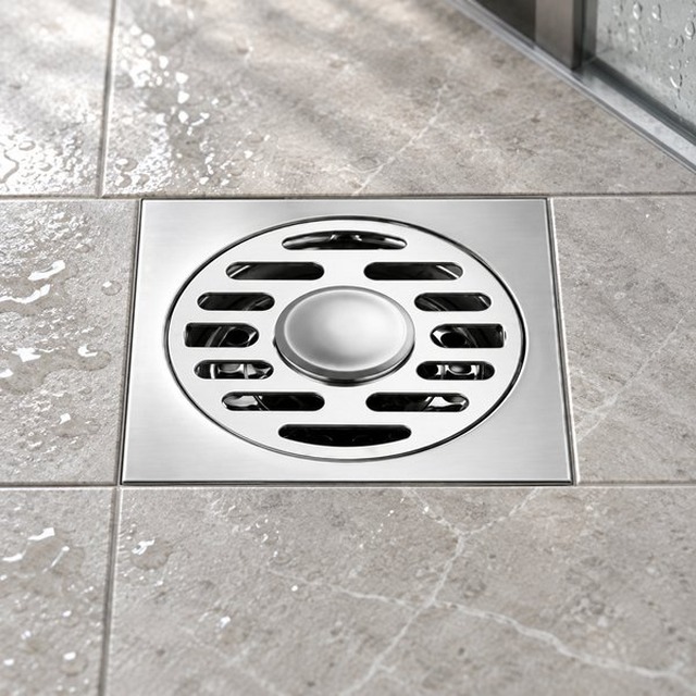 JOMOLA 100 x 100 mm stainless steel floor drain
