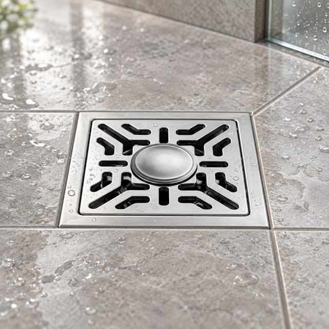 JOMOLA 100 x 100 mm stainless steel floor drain