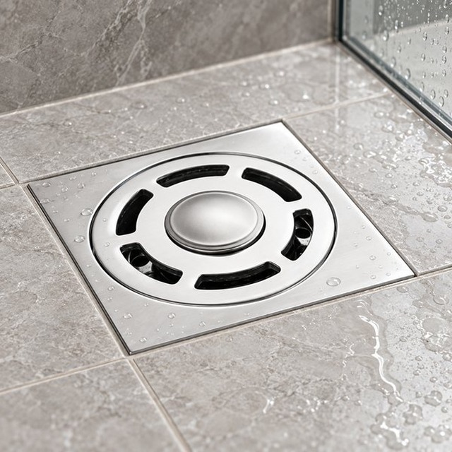 JOMOLA 100 x 100 mm stainless steel floor drain