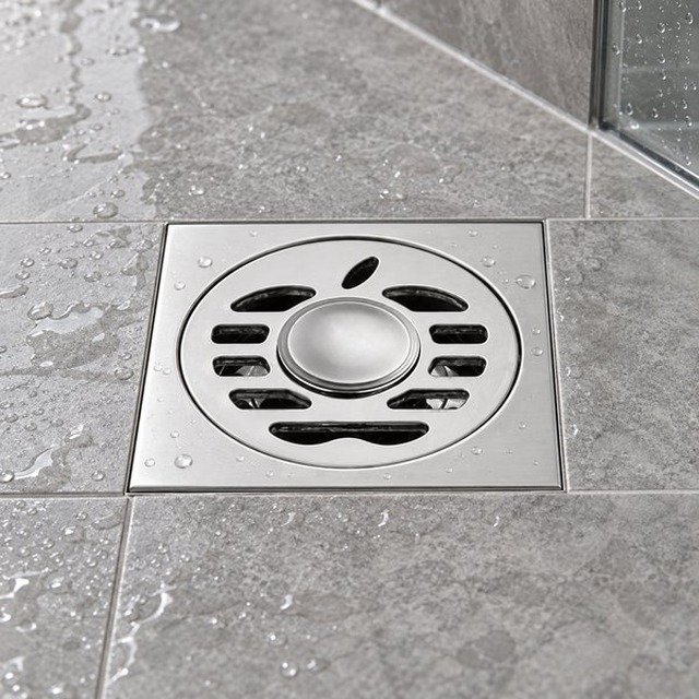 JOMOLA 100 x 100 mm stainless steel floor drain