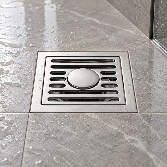 JOMOLA 100 x 100 mm stainless steel floor drain