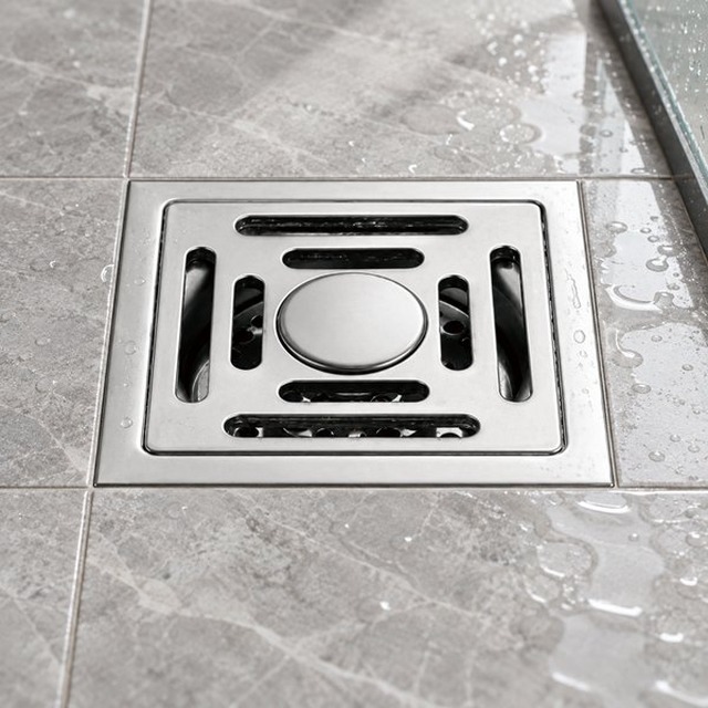 JOMOLA 100 x 100 mm stainless steel floor drain