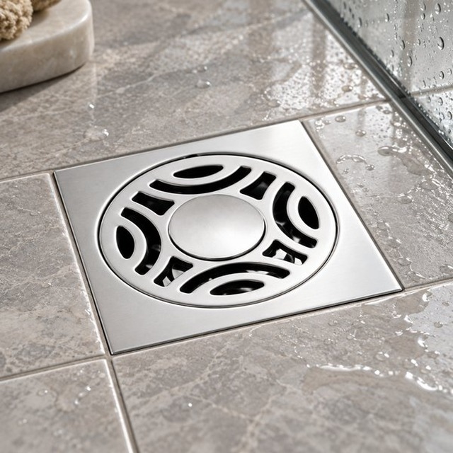 JOMOLA 100 x 100 mm stainless steel floor drain