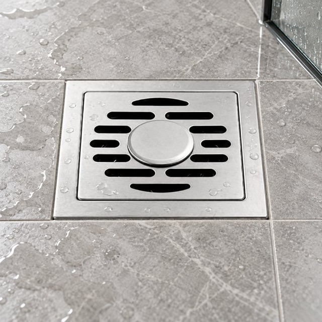 JOMOLA 100 x 100 mm stainless steel floor drain
