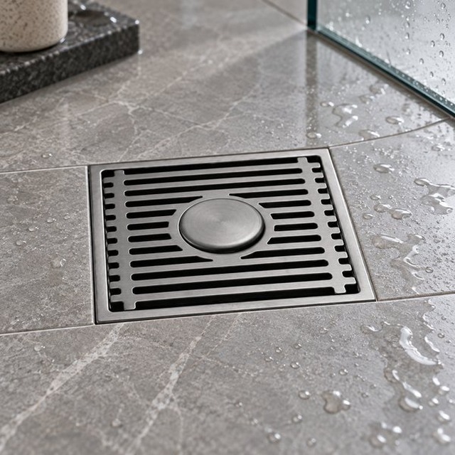 JOMOLA 100 x 100 mm stainless steel floor drain