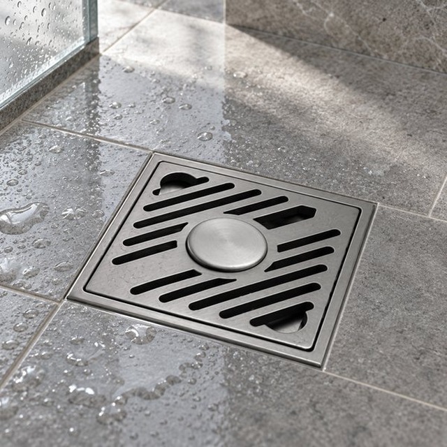 JOMOLA 100 x 100 mm stainless steel floor drain