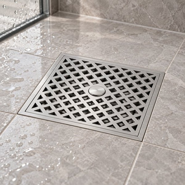 JOMOLA 200 x 200 mm stainless steel floor drain