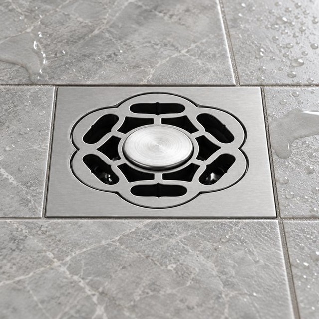 JOMOLA 100 x 100 mm stainless steel floor drain