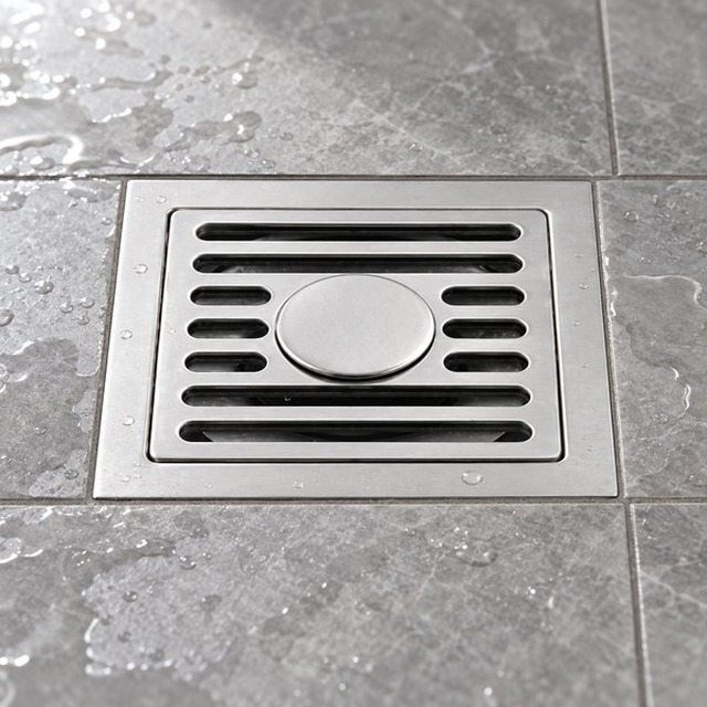 JOMOLA Polished Stainless Steel Floor Drain 100x100mm | 9mm Thick