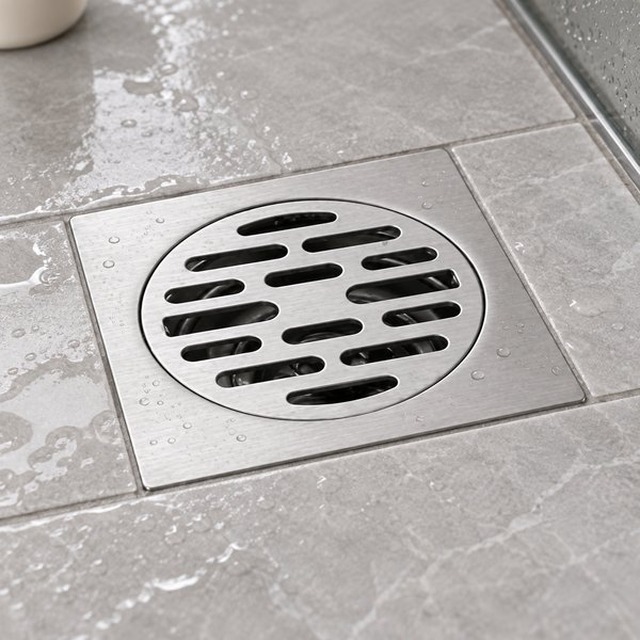 JOMOLA 100 x 100 mm stainless steel floor drain