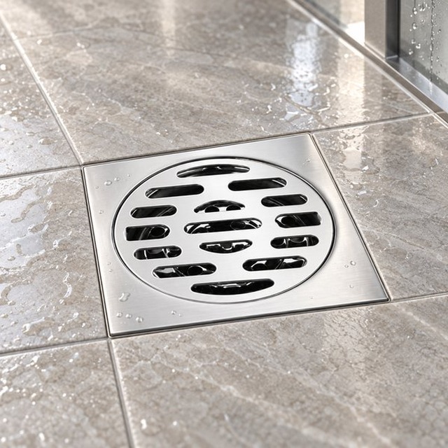 JOMOLA 100 x 100 mm stainless steel floor drain