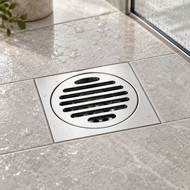 JOMOLA 100 x 100 mm stainless steel floor drain