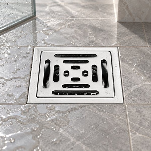 JOMOLA 100 x 100 mm stainless steel floor drain