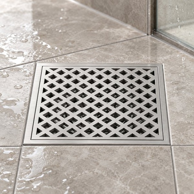 JOMOLA 200 x 200 mm stainless steel floor drain