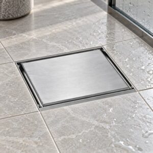 JOMOLA 200 x 200 mm stainless steel floor drain