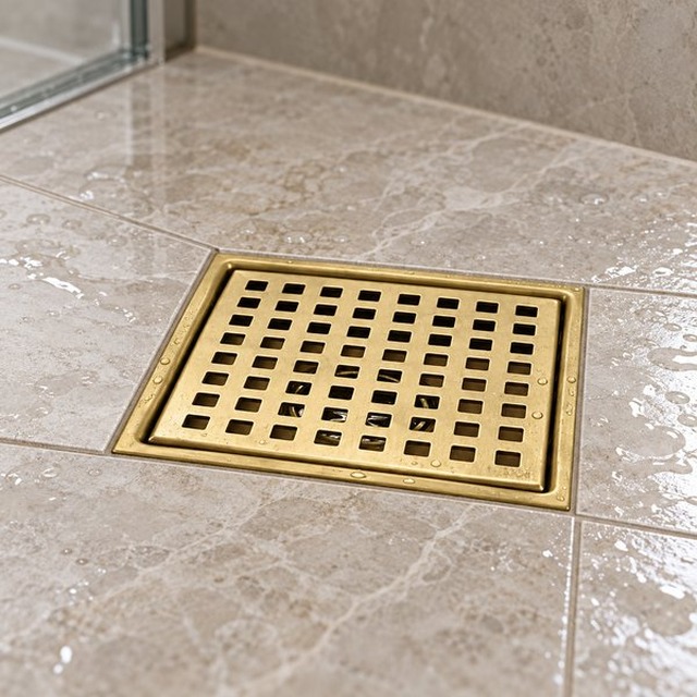 JOMOLA Stainless Steel Floor Drain Square Grid Flange