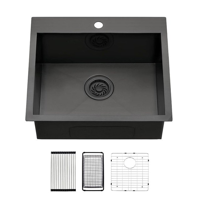 JOMOLA JOMOLA Topmount Kitchen Sink Black 530*460*230mm | Big Basket