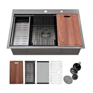 JOMOLA JOMOLA Topmount Kitchen Sink 840x560mm Black | Big Basket