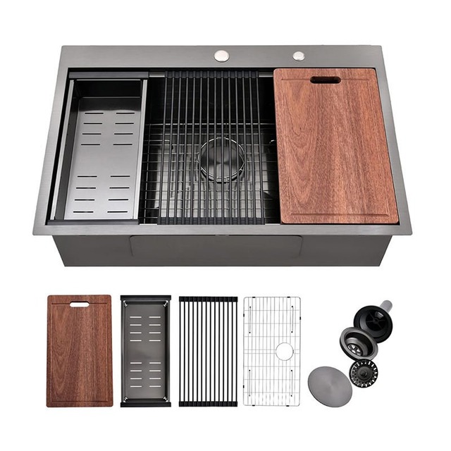 JOMOLA JOMOLA Topmount Kitchen Sink 840x560mm Black | Big Basket