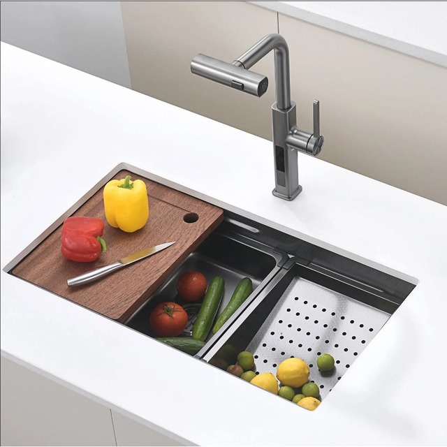 JOMOLA JOMOLA Undermount Kitchen Sink 800x450mm Brushed PVD Black | Big Basket