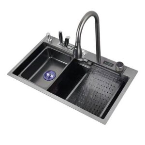 JOMOLA Handmade Stainless Steel Sink 680x450mm Topmount | PVD Black | Big Basket