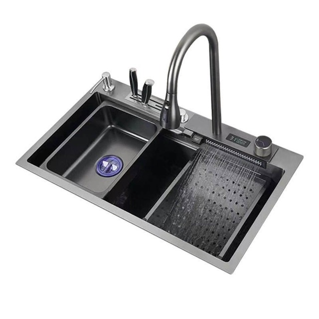 JOMOLA Handmade Stainless Steel Sink 680x450mm Topmount | PVD Black | Big Basket