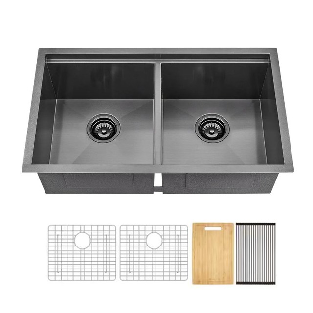 JOMOLA Handmade Stainless Steel Sink Double Bowl Undermount | 820x450x254mm