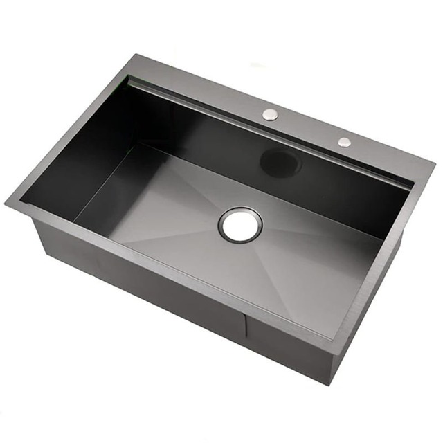 JOMOLA Handmade Stainless Steel Sink 500x400mm Topmount | PVD Black | Brushed