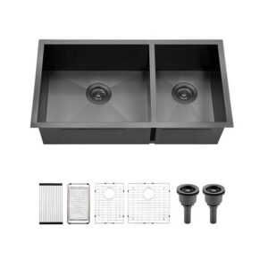 JOMOLA Handmade Stainless Steel Sink 840x480mm Topmount | PVD Black | Big Basket
