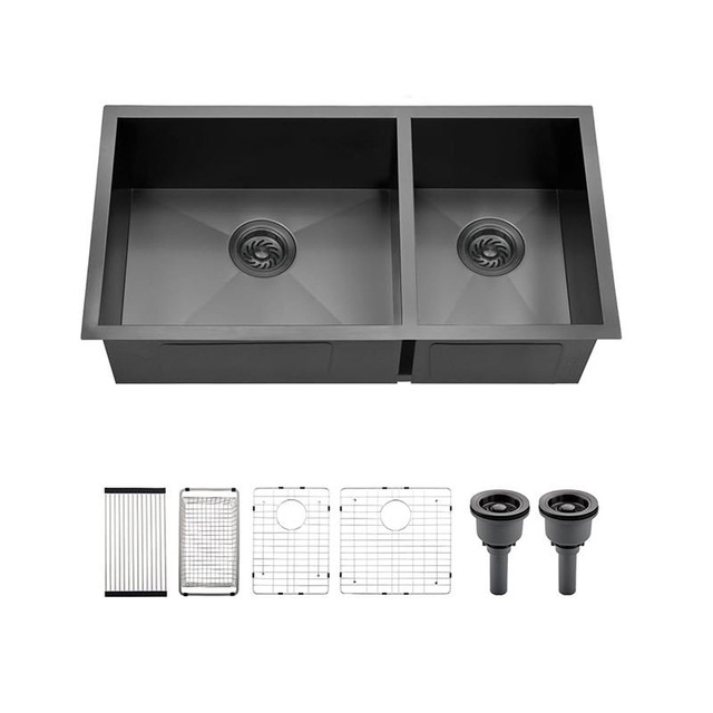 JOMOLA Handmade Stainless Steel Sink 840x480mm Topmount | PVD Black | Big Basket