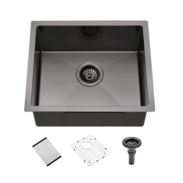 JOMOLA Handmade Stainless Steel Sink 500x430mm Topmount | PVD Black