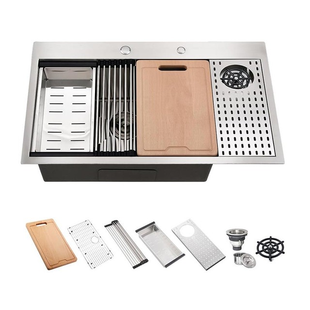 JOMOLA Handmade Stainless Steel Sink 830x480mm | PVD Black | Topmount