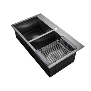 JOMOLA Handmade Stainless Steel Sink 810x510mm | Brushed/PVD Black | Topmount