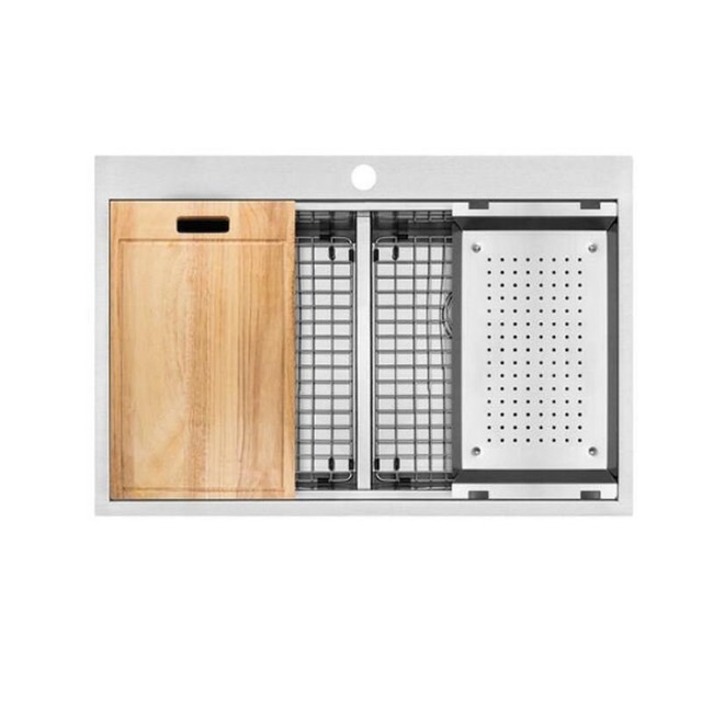 JOMOLA Handmade Stainless Steel Sink 840x560mm Topmount | PVD Black