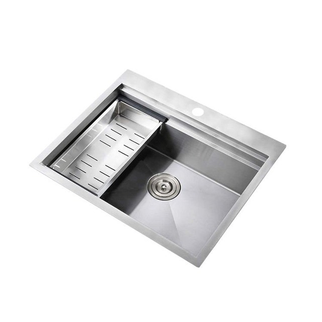 JOMOLA Handmade Stainless Steel Sink 800x400mm Topmount | PVD Black | Big Basket