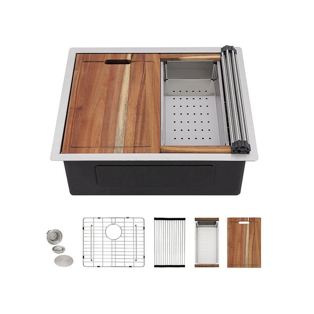 JOMOLA Handmade Stainless Steel Sink Topmount 580x480mm | PVD Black | Big Basket