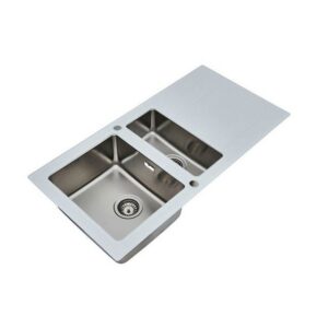 JOMOLA Handmade Stainless Steel Sink White Glass | 1000x500mm | Topmount