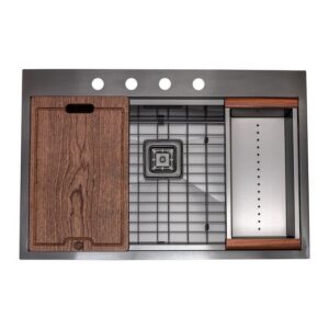 JOMOLA Handmade Stainless Steel Sink Topmount 838x556mm | Black Finish