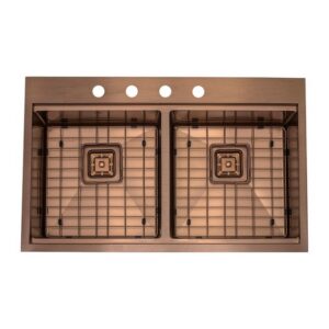 JOMOLA Handmade Stainless Steel Sink Topmount Rose Gold | 838x558x254mm