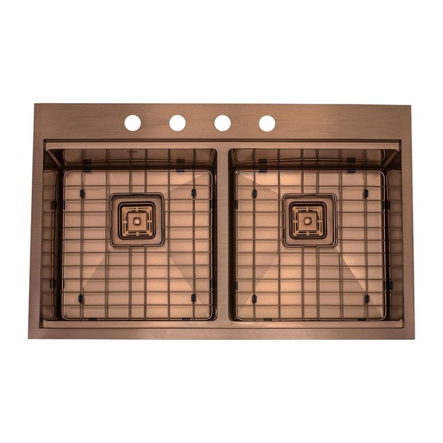 JOMOLA Handmade Stainless Steel Sink Topmount Rose Gold | 838x558x254mm