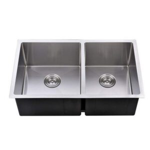 JOMOLA Handmade Stainless Steel Sink Double Bowl Undermount 10 Degree Corner