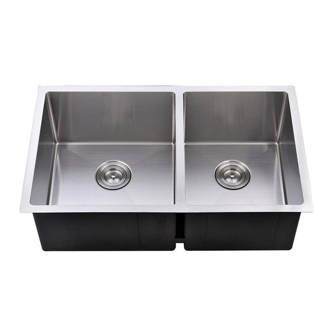 JOMOLA Handmade Stainless Steel Sink Double Bowl Undermount 10 Degree Corner