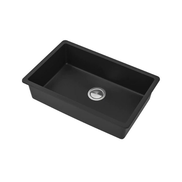 JOMOLA Undermount Quartz Kitchen Sink 600x480mm Black Granite Composite
